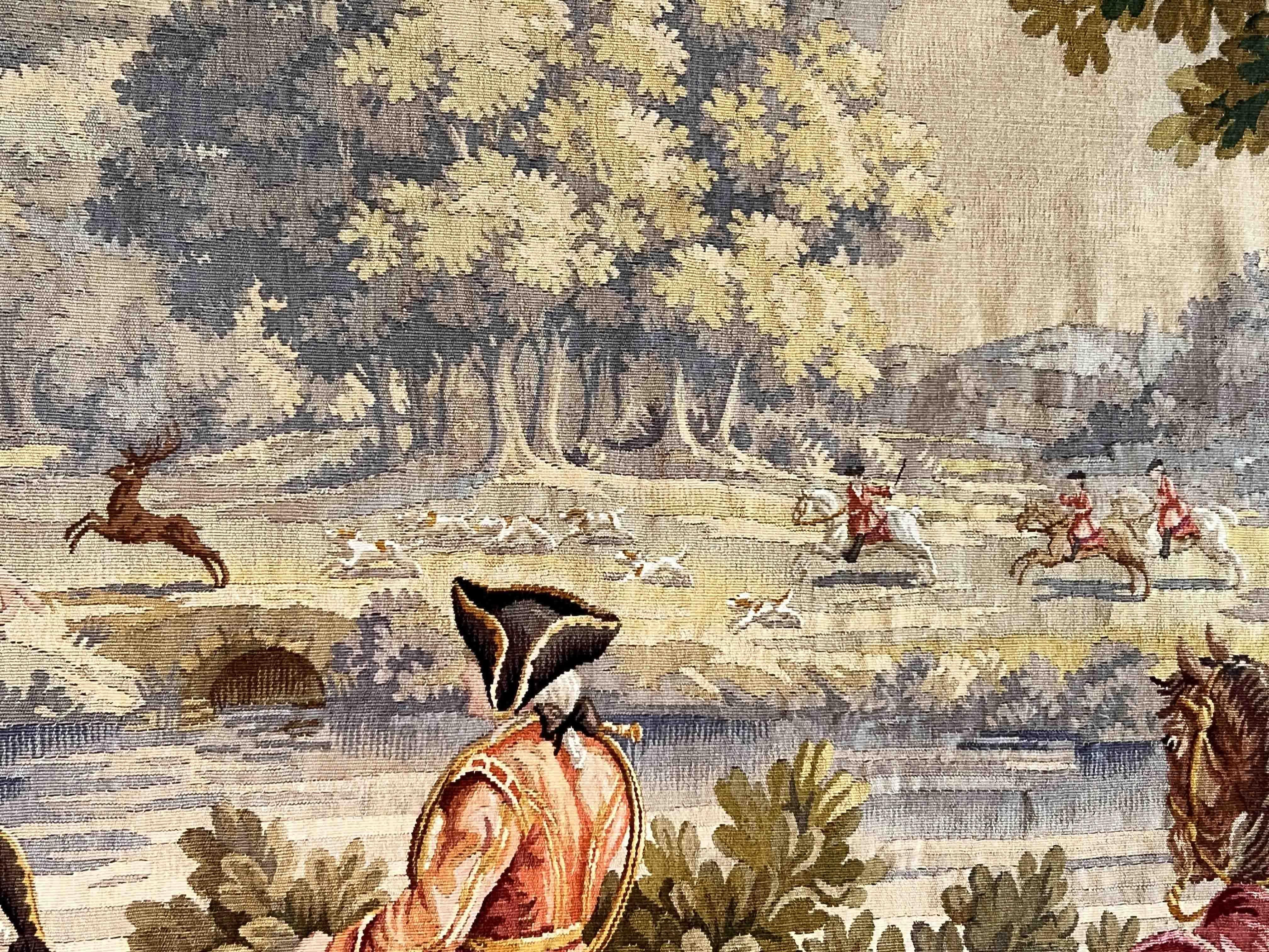 Aubusson Tapestry Hunting Scene, XIX E. Century, N° 1165 4