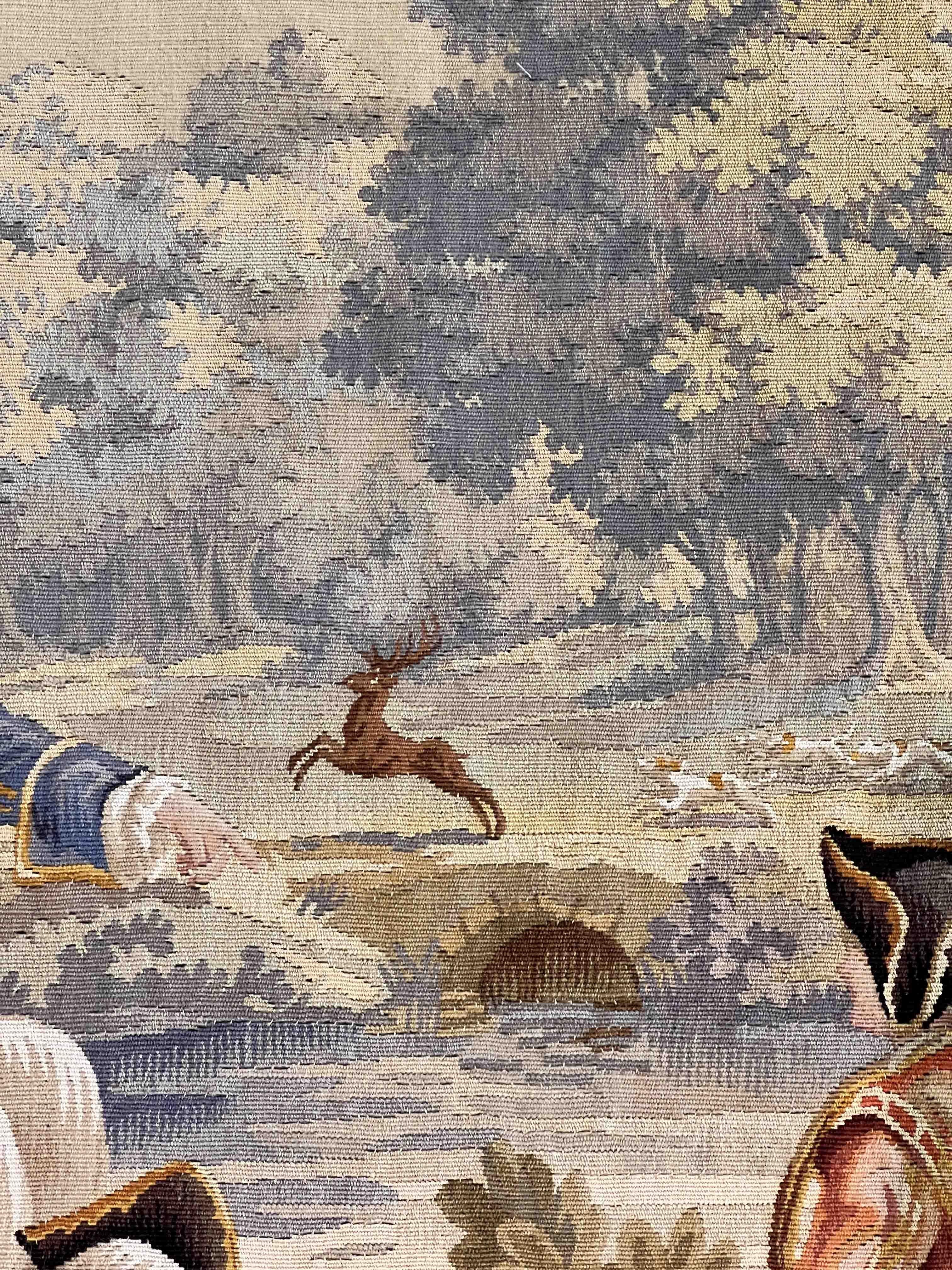 Aubusson Tapestry Hunting Scene, XIX E. Century, N° 1165 5