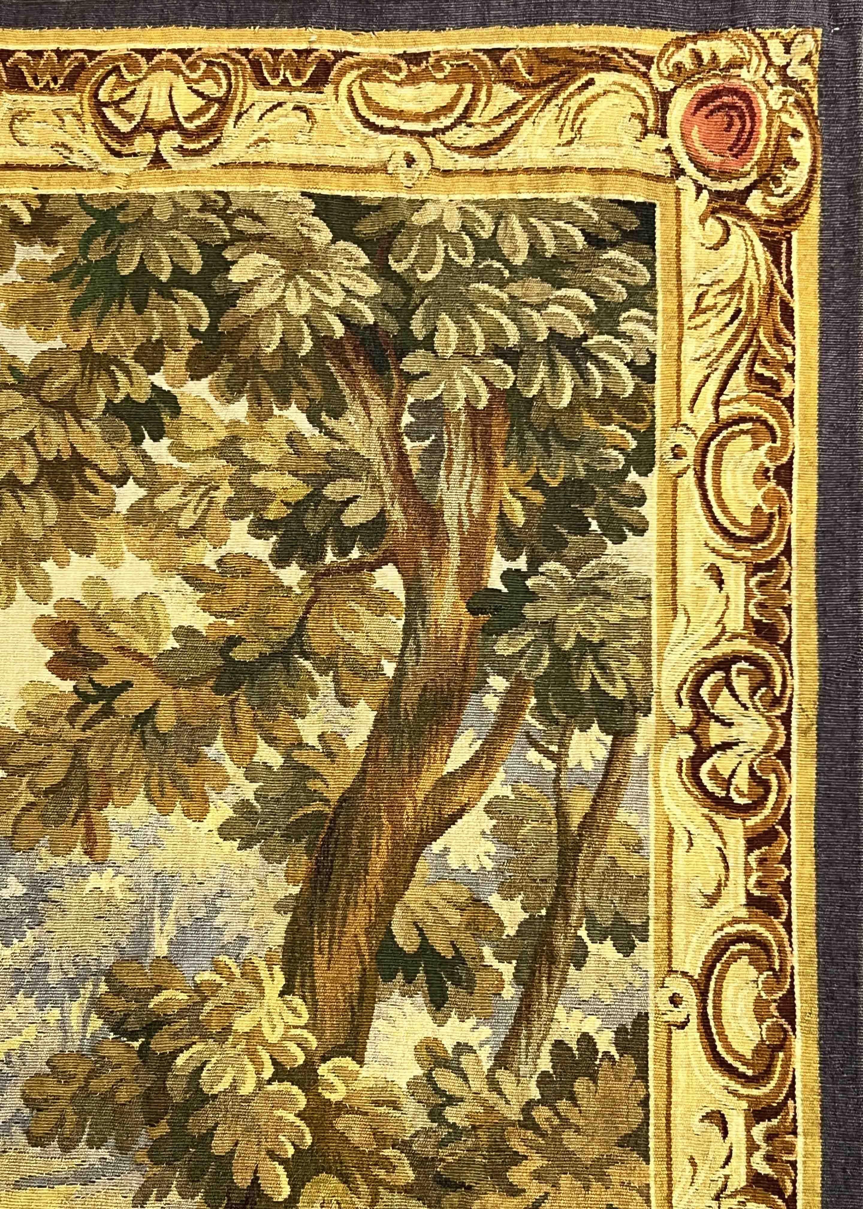 Wool Aubusson Tapestry Hunting Scene, XIX E. Century, N° 1165