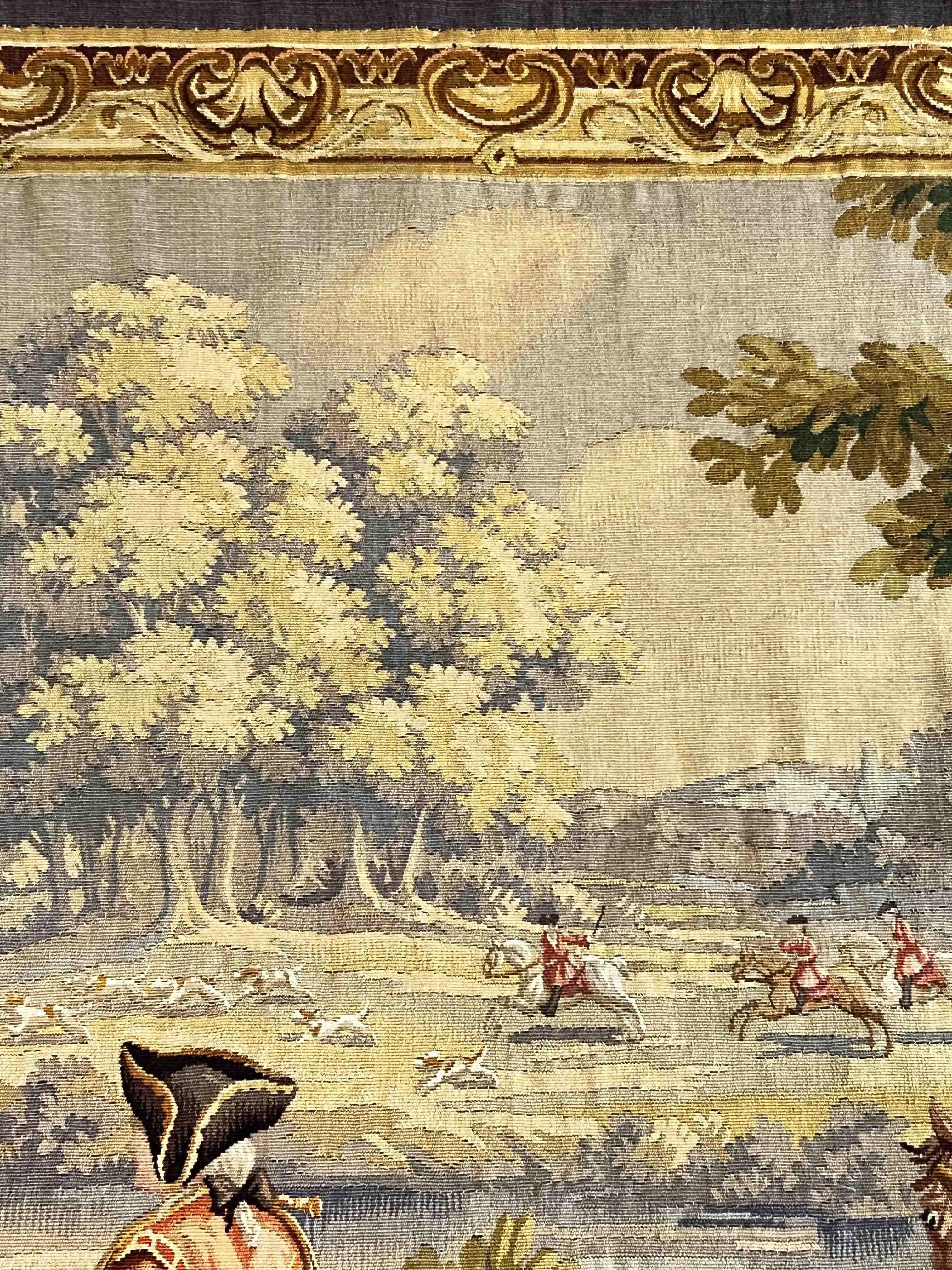 Aubusson Tapestry Hunting Scene, XIX E. Century, N° 1165 1