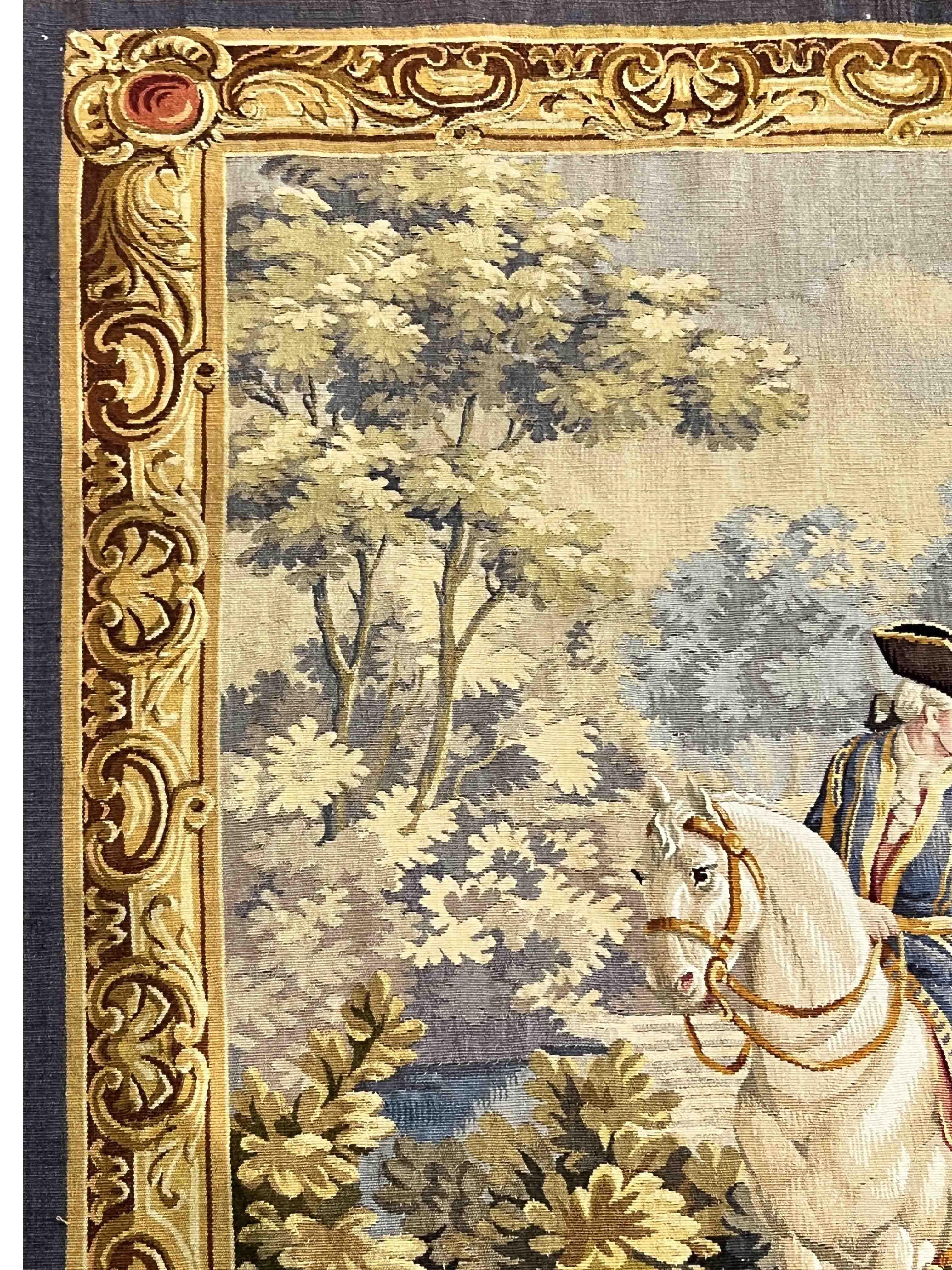 Aubusson Tapestry Hunting Scene, XIX E. Century, N° 1165 2