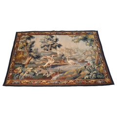 Tapisserie d'Aubusson "Flaments roses", 19ème siècle