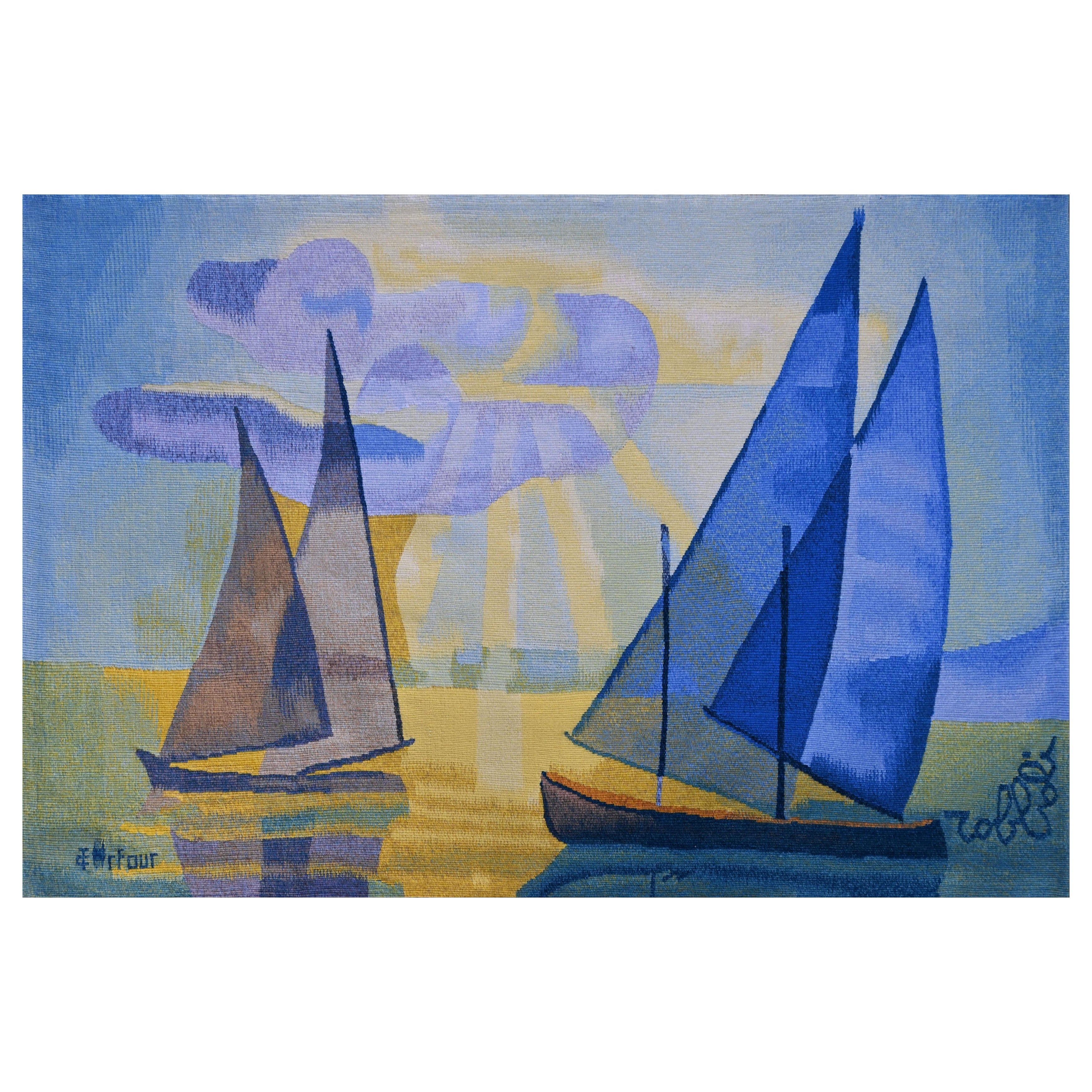 Aubusson Wandteppich, Robert The Manufaktur - Auf der Nie, Louis Toffoli - N° 1594 im Angebot