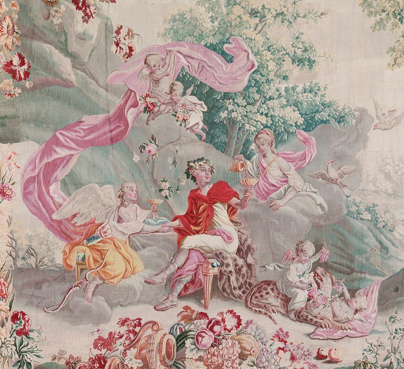 French Aubusson Tapestry with a Bacchanalian Scene For Sale