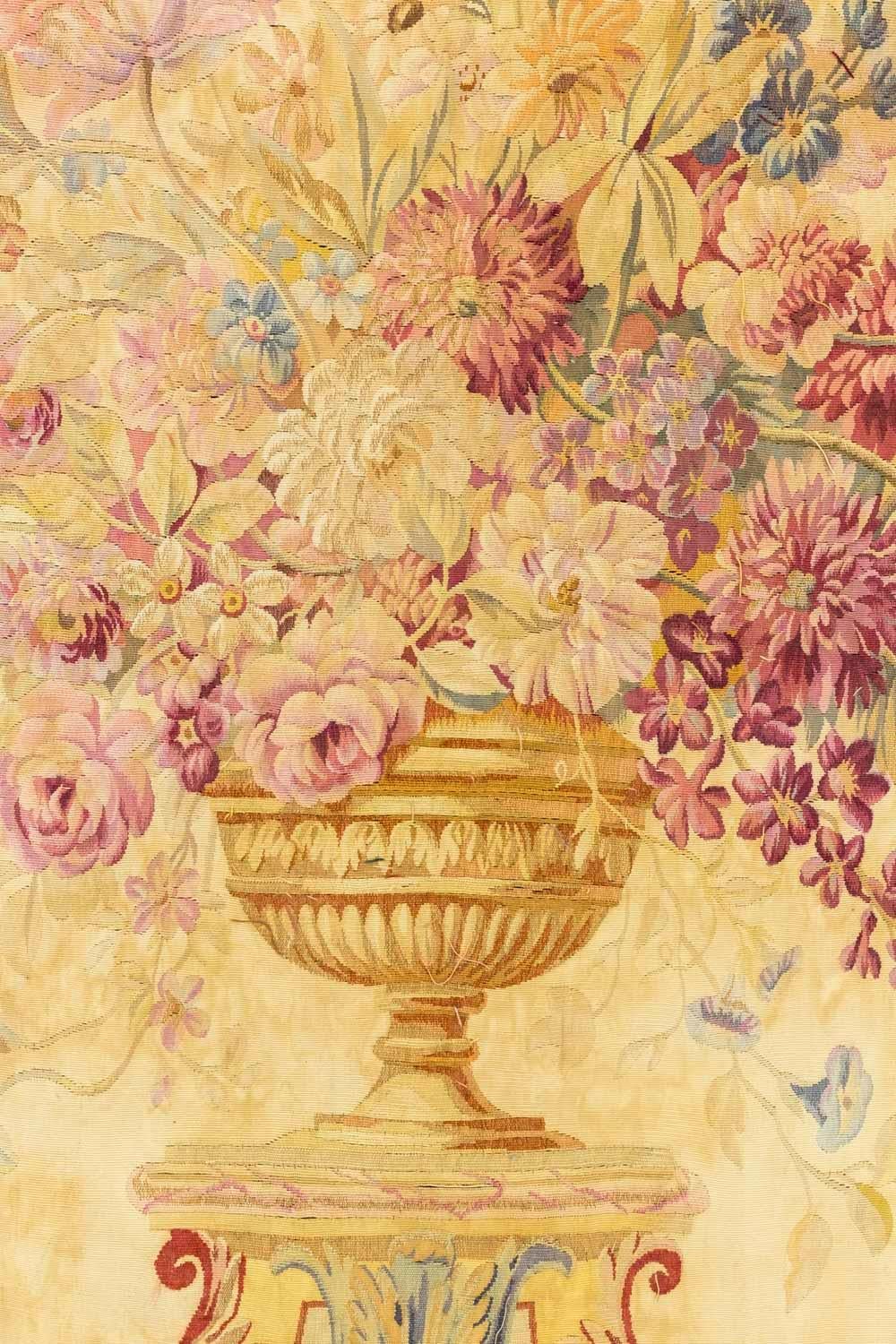 European Aubusson Tapestry with a Vase of Flowers, 19th Century
