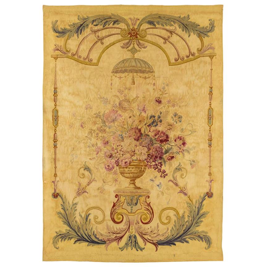 Aubusson Tapestry with a Vase of Flowers, 19th Century