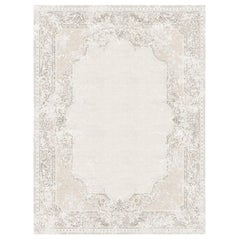 Floral pattern Modern Classics Rug Hand Knotted - Aubusson Vintage Dusty Beige