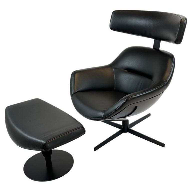 Auckland Swivel Armchair and Ottoman by Jean Marie Massaud For