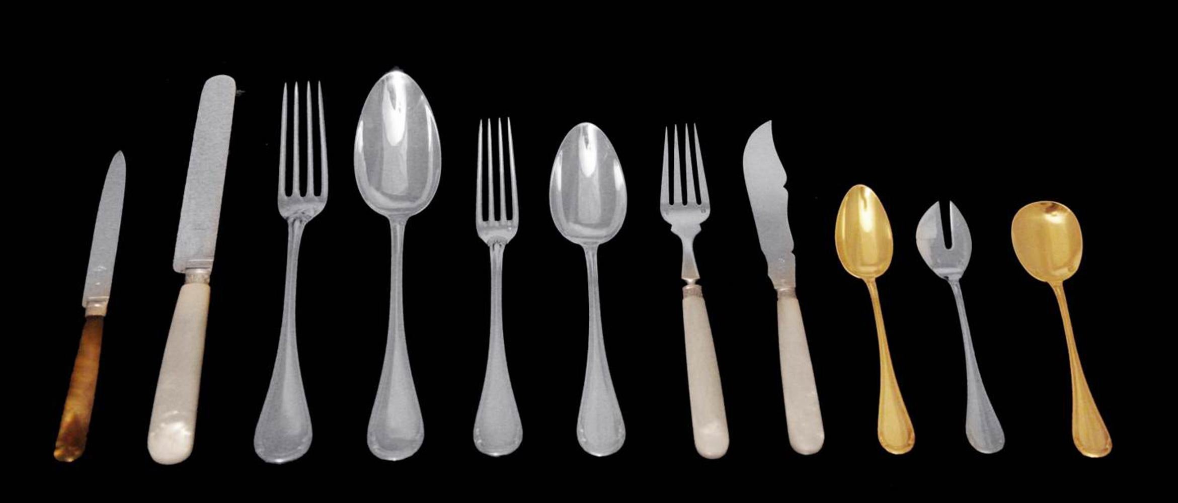 Direct from Paris, A Magnificent 166pc. 950 Sterling Silver and Vermeil Flatware Set by Andre Aucoc 