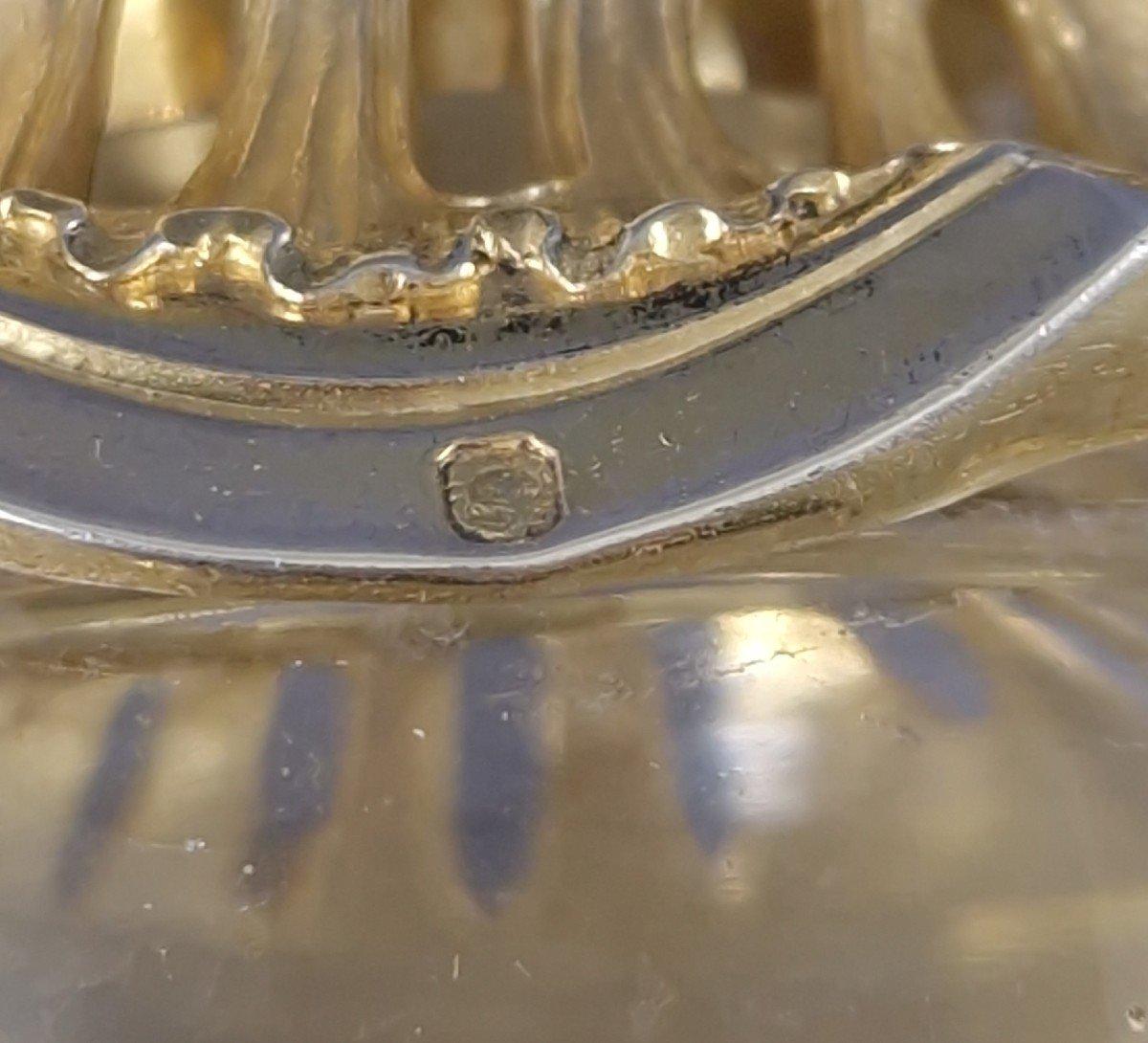 Aucoc - Pair of Sterling Silver Gilt & Crystal Vases 7