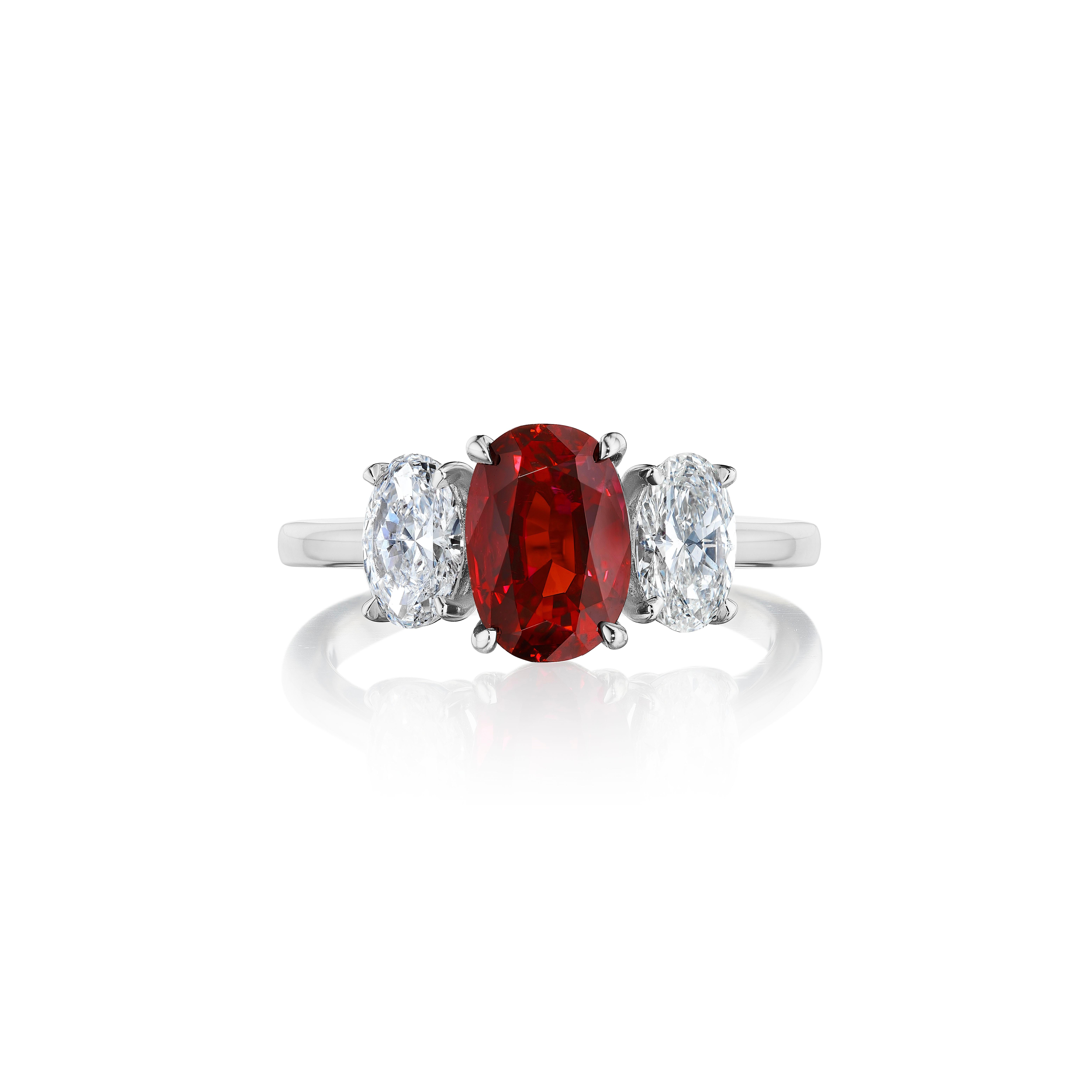 Auction - GIA Certified 1.82 Carat Ruby and 0.80 Carat Diamond Ring In New Condition In New York, NY