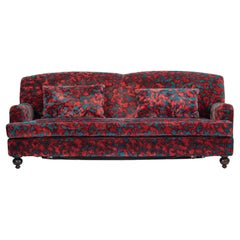 Antique Audacious English Roll Arm Sofa with Pull-Out Bed, in French Jacquard Velvet