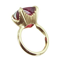 Audacity Ring 12 Carat Rasberry Coloured Tourmaline 9 Carat Yellow Cocktail Ring