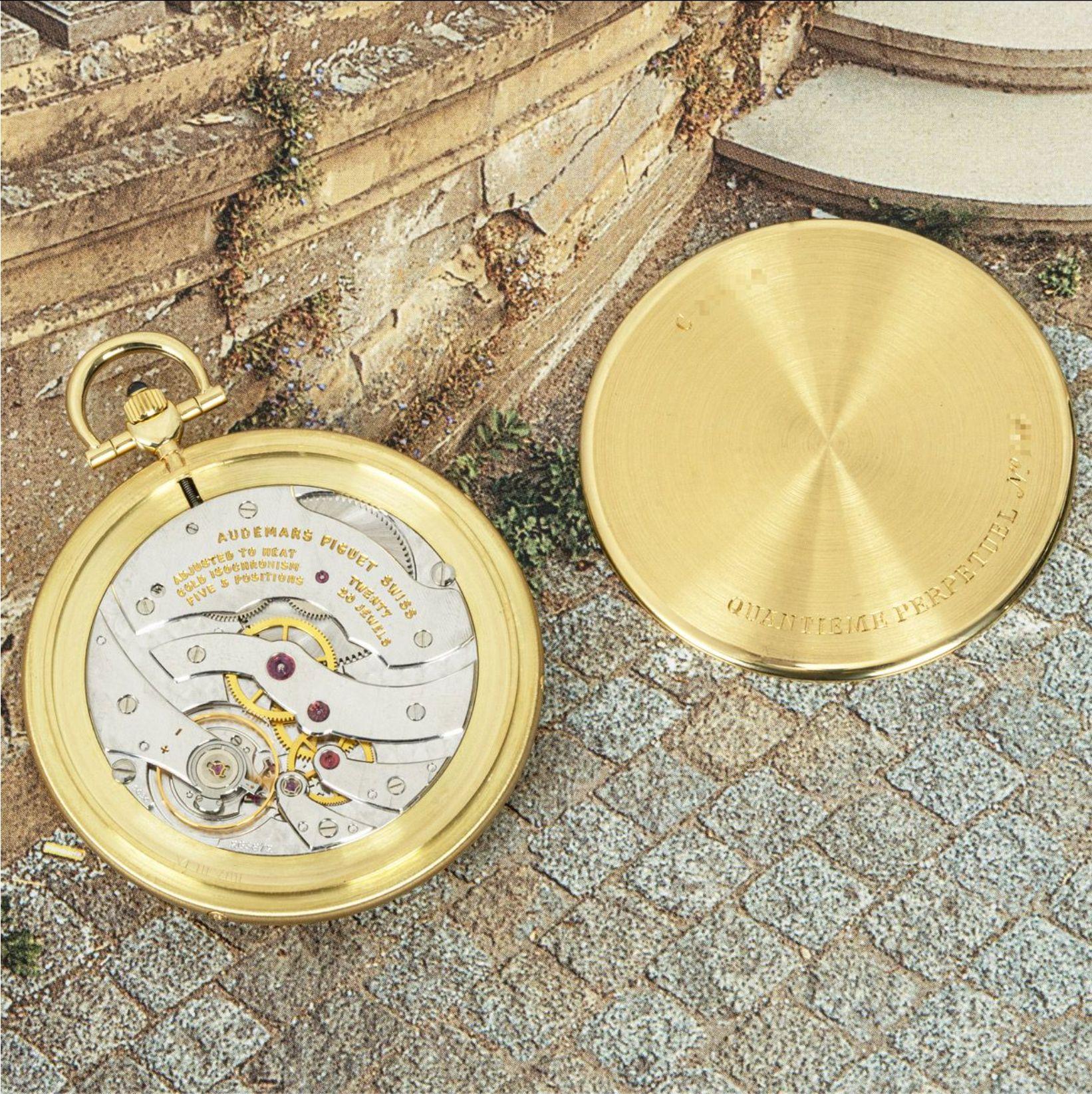 Audemar Piguet Yellow Gold Perpetual Calendar Pocket Watch C1970 In Excellent Condition For Sale In London, GB