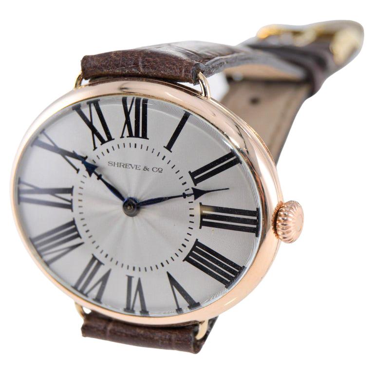 Women's or Men's Audemars Freres 14 Karat Solid Gold Oval Art Deco Watch with Breguet Dial 1920s For Sale