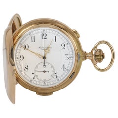 Vintage Audemars Freres Full Hunter Minute Repeater Chronograph Rose Gold Pocket Watch