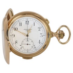 Antique Audemars Freres Full Hunter Minute Repeater Chronograph Rose Gold Pocket Watch