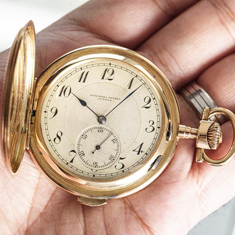 Audemars Freres Rose Gold Full Hunter Keyless Lever Pocket Watch 6