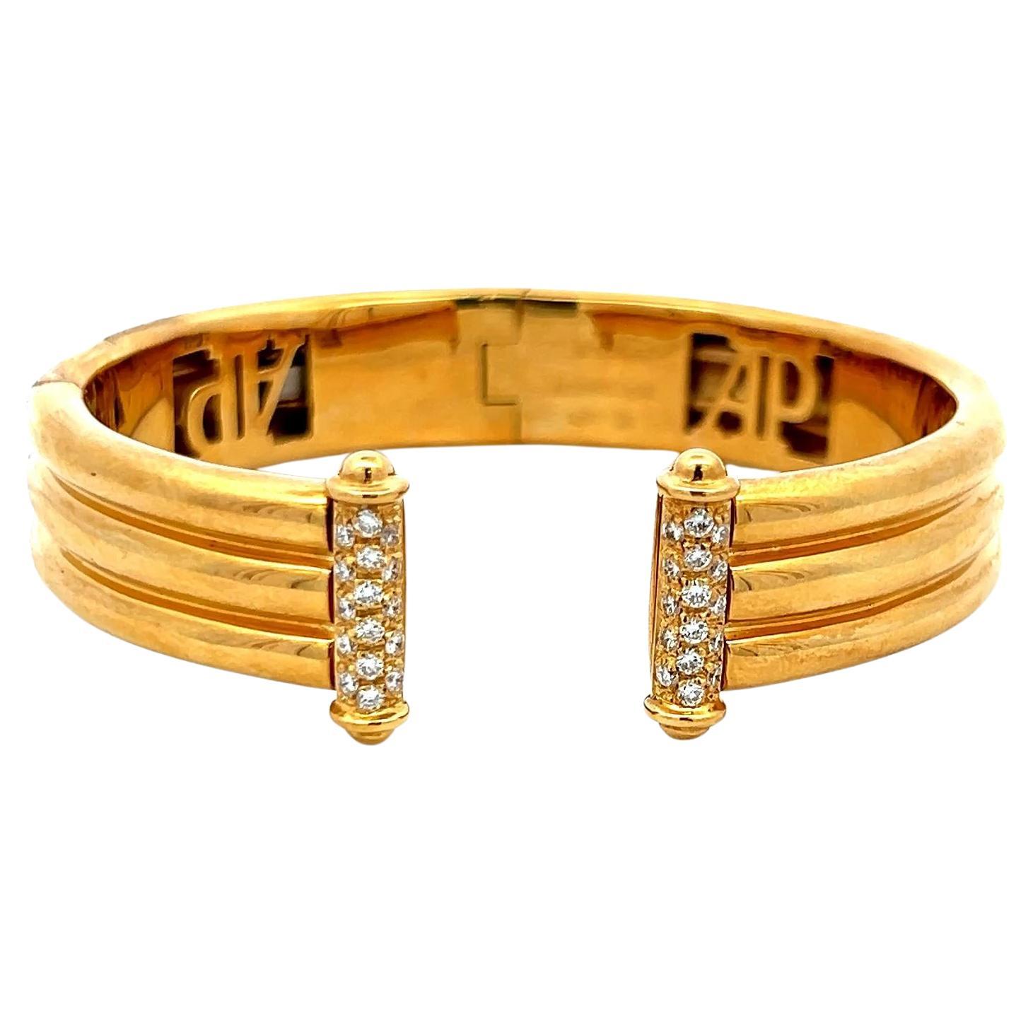Audemars Piguet 0,52 Karat runder Diamant 18 Karat Gelbgold Manschettenarmband im Angebot