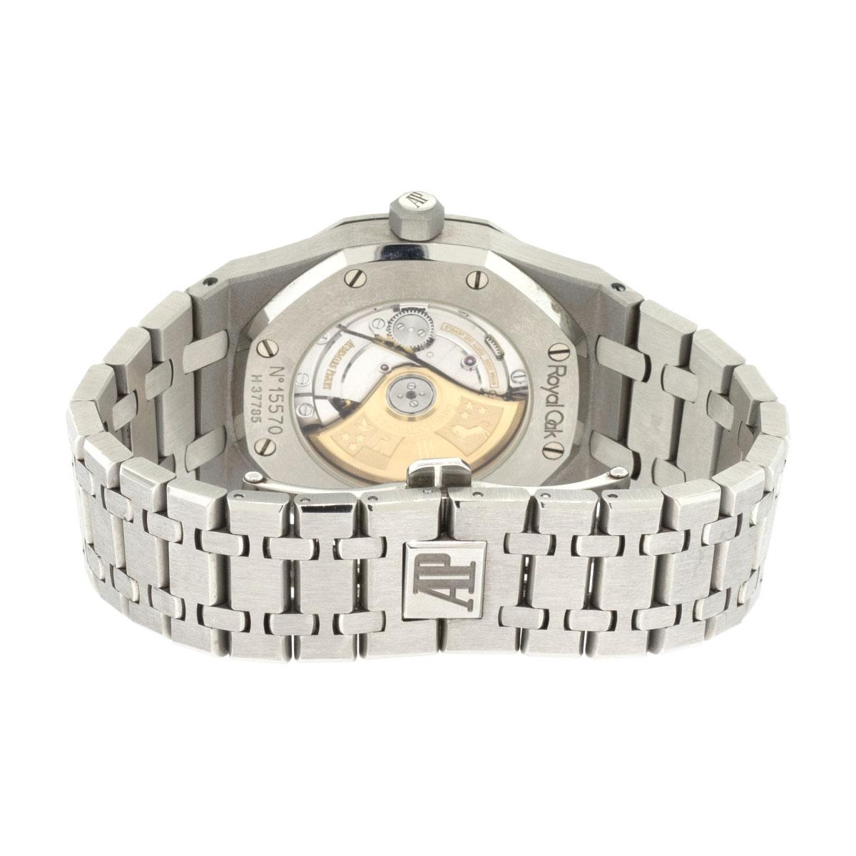 Audemars Piguet 15300 Royal Oak Uhr mit weißem Zifferblatt im Angebot 5