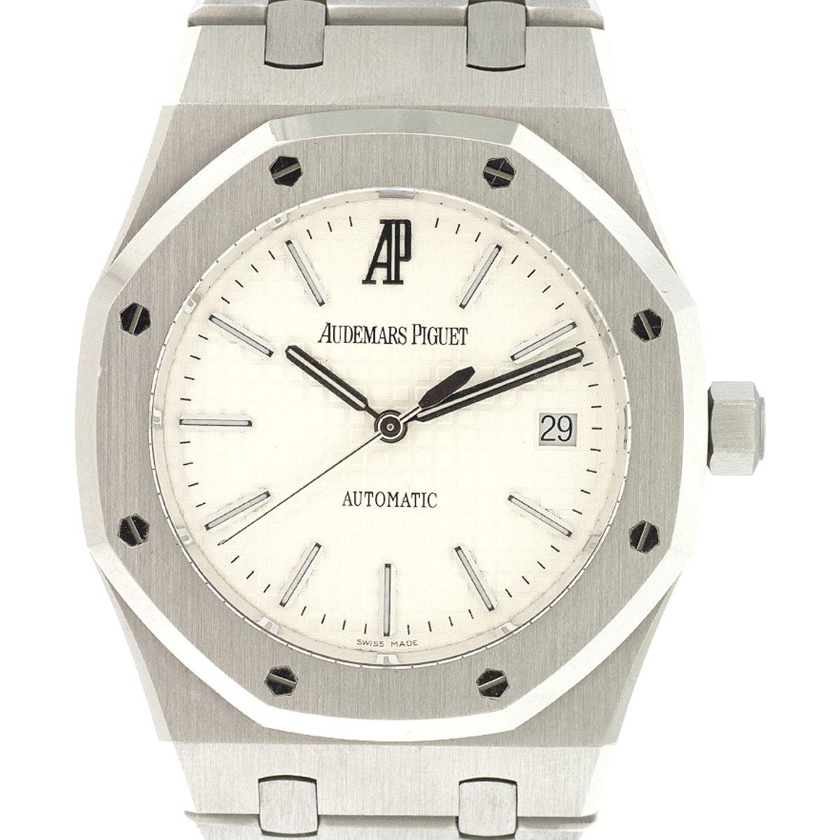 Audemars Piguet 15300 Royal Oak Uhr mit weißem Zifferblatt im Angebot 2
