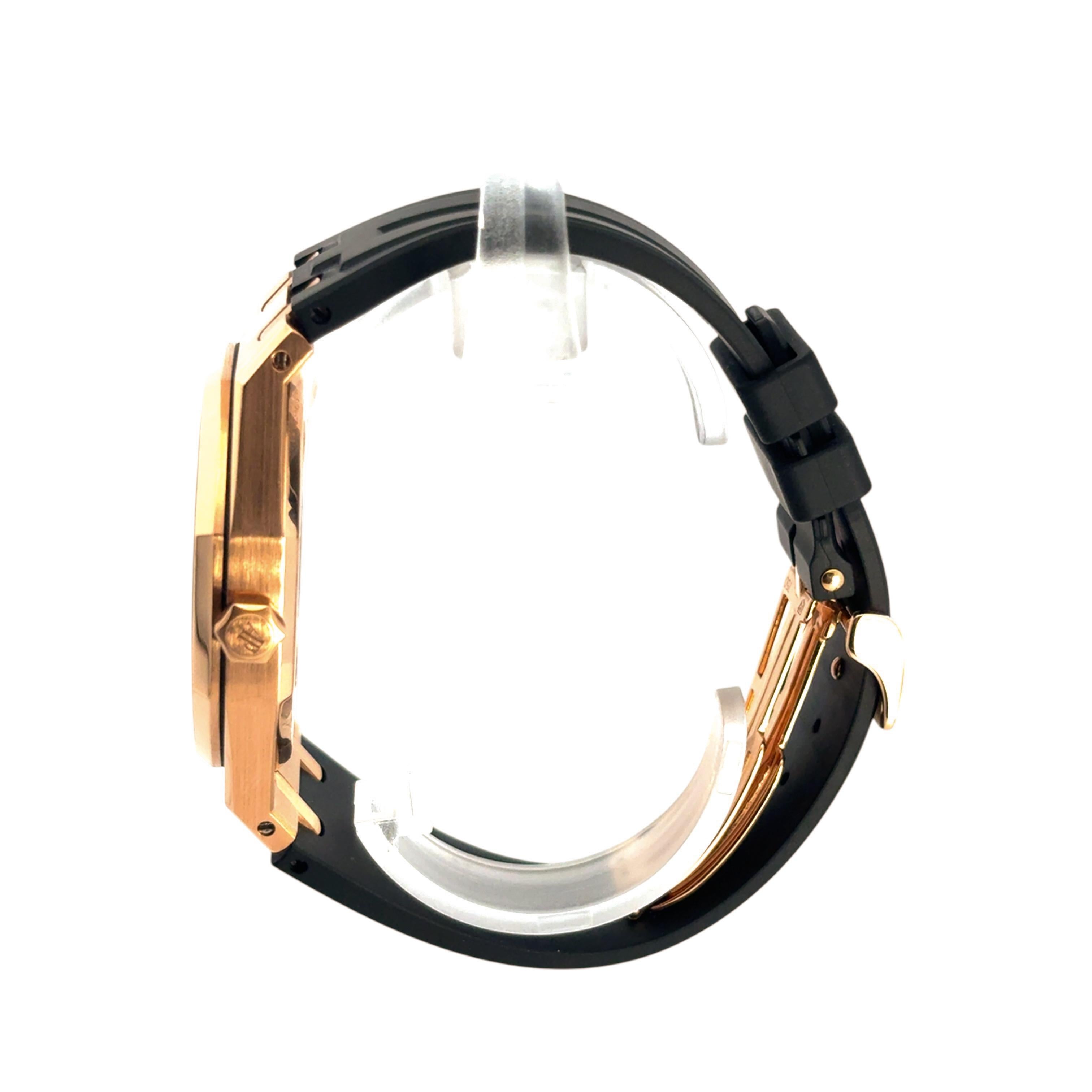 Audemars Piguet 15300OR Royal Oak 18k Rose Gold on Black 39mm RubberB Strap 6