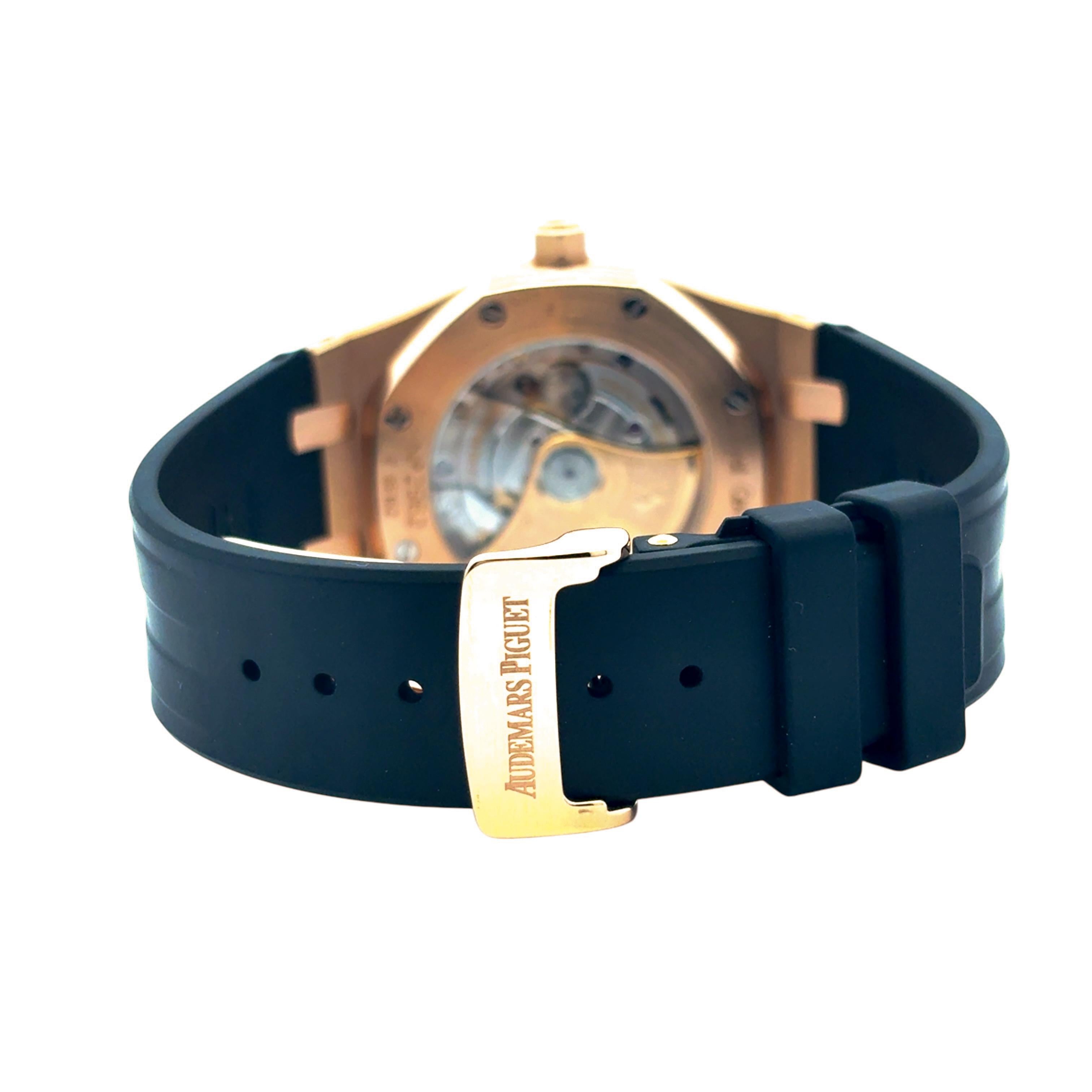 Audemars Piguet 15300OR Royal Oak 18k Rose Gold on Black 39mm RubberB Strap 10