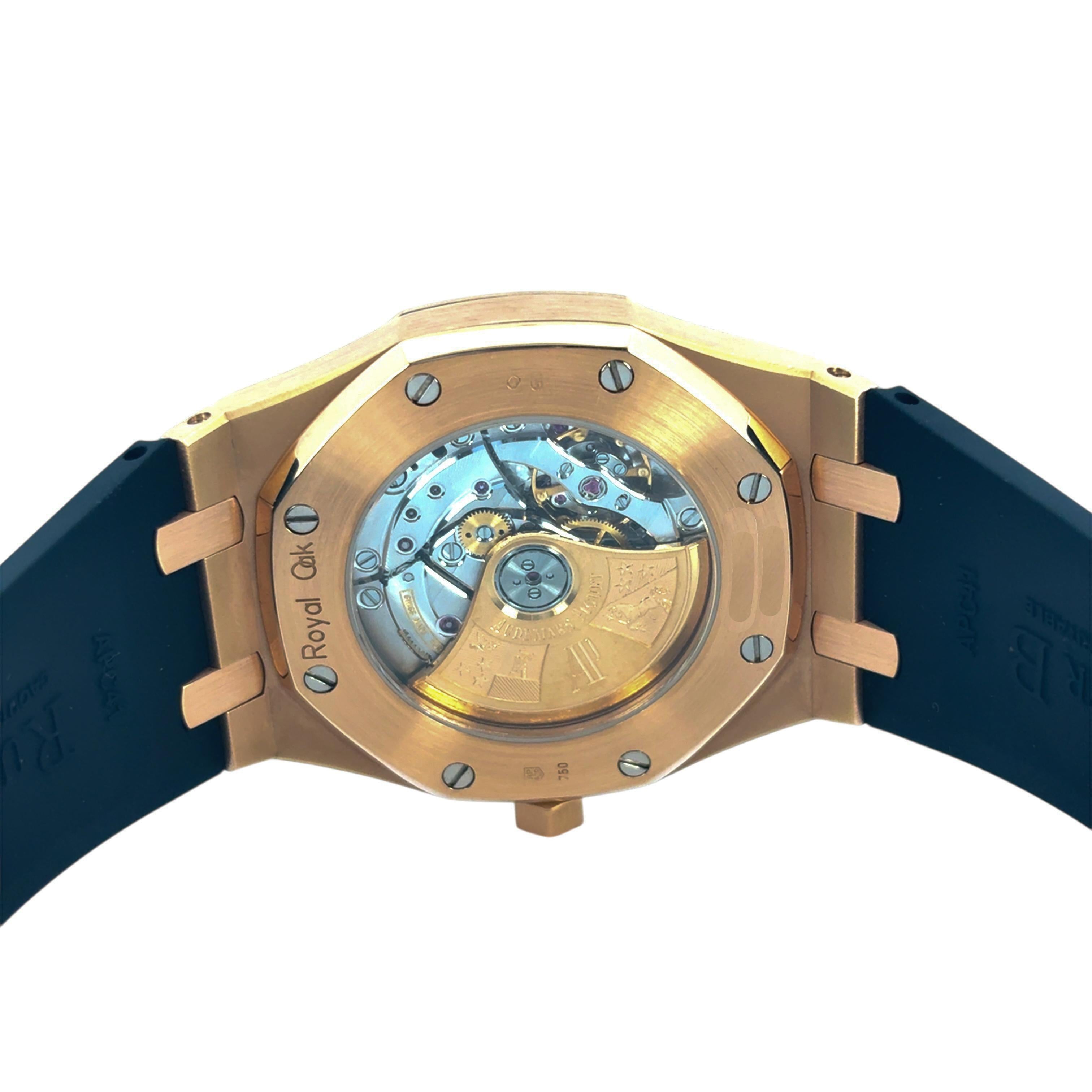 Audemars Piguet 15300OR Royal Oak 18k Rose Gold on Black 39mm RubberB Strap 11