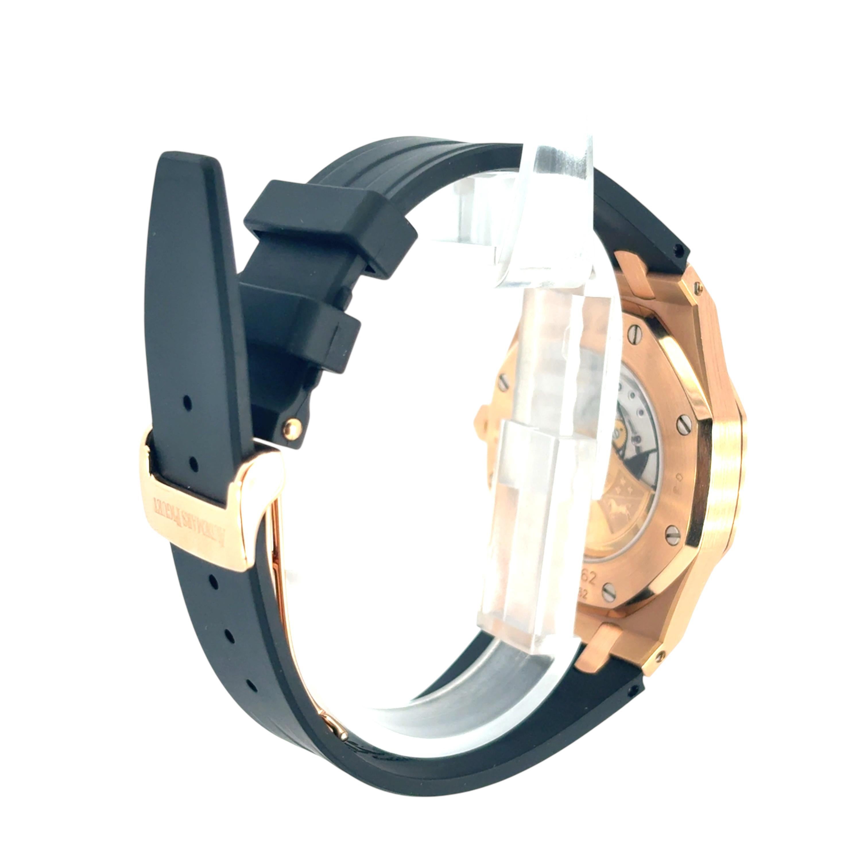 Audemars Piguet 15300OR Royal Oak 18k Rose Gold on Black 39mm RubberB Strap 3