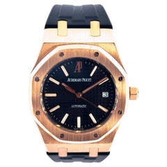 Audemars Piguet 15300OR Royal Oak 18k Rose Gold on Black 39mm RubberB Strap