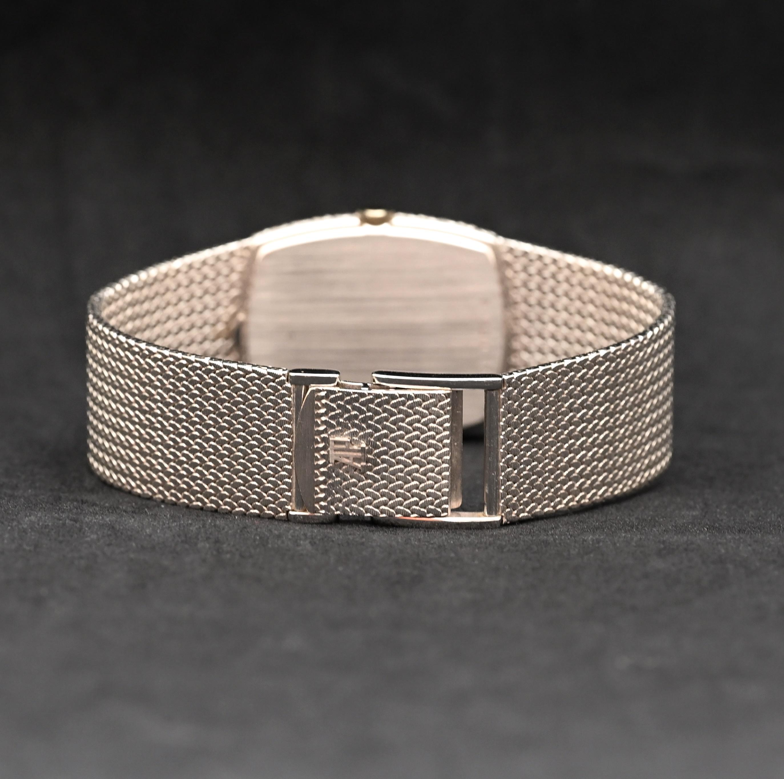 Audemars Piguet 18K WG Schwarzes Zifferblatt mit Diamant Indexen manuell, 1980er Jahre 1