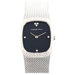 Audemars Piguet 18K WG Schwarzes Zifferblatt mit Diamant Indexen manuell, 1980er Jahre