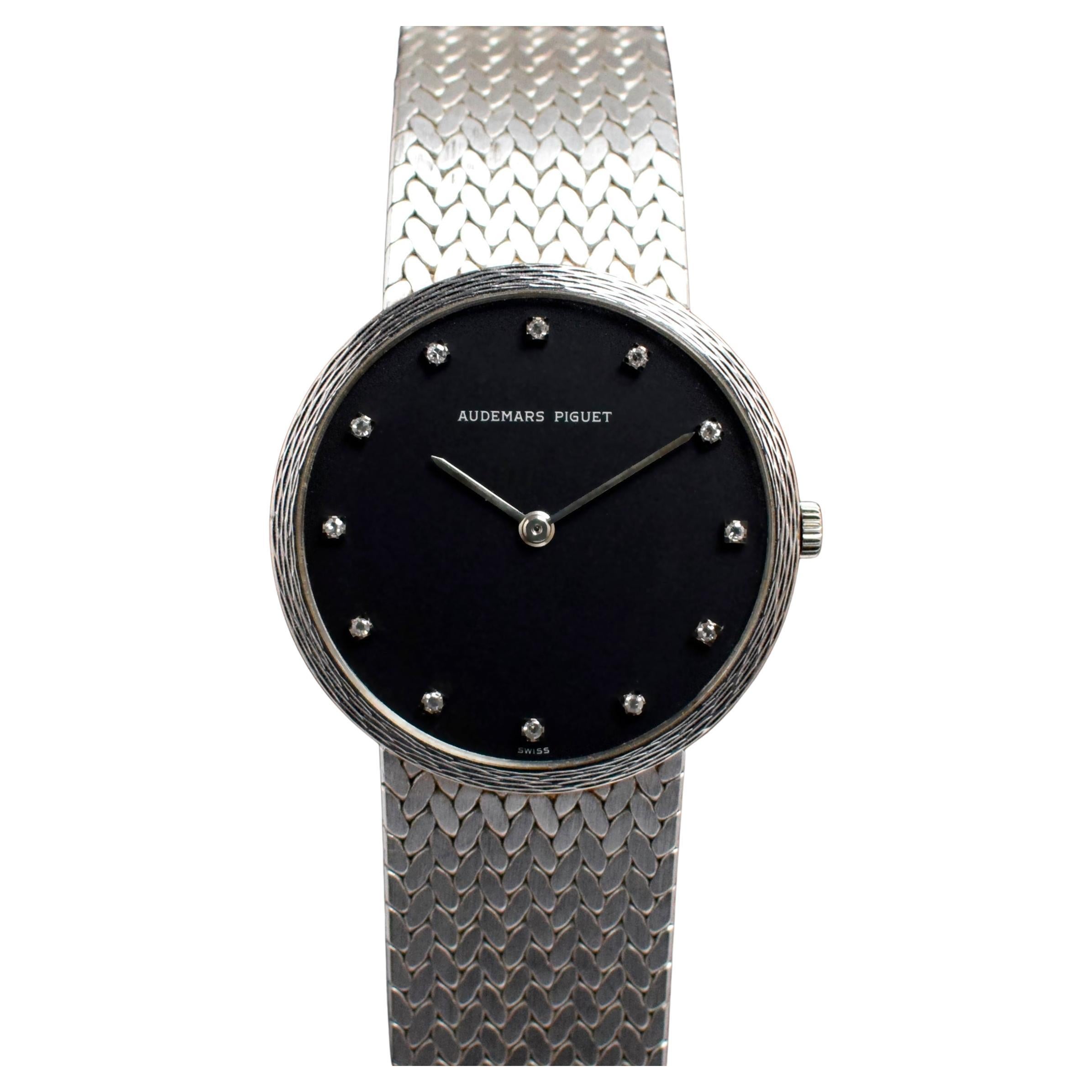 Audemars Piguet 18K WG Black Matte Dial with Diamond Indexes 95621