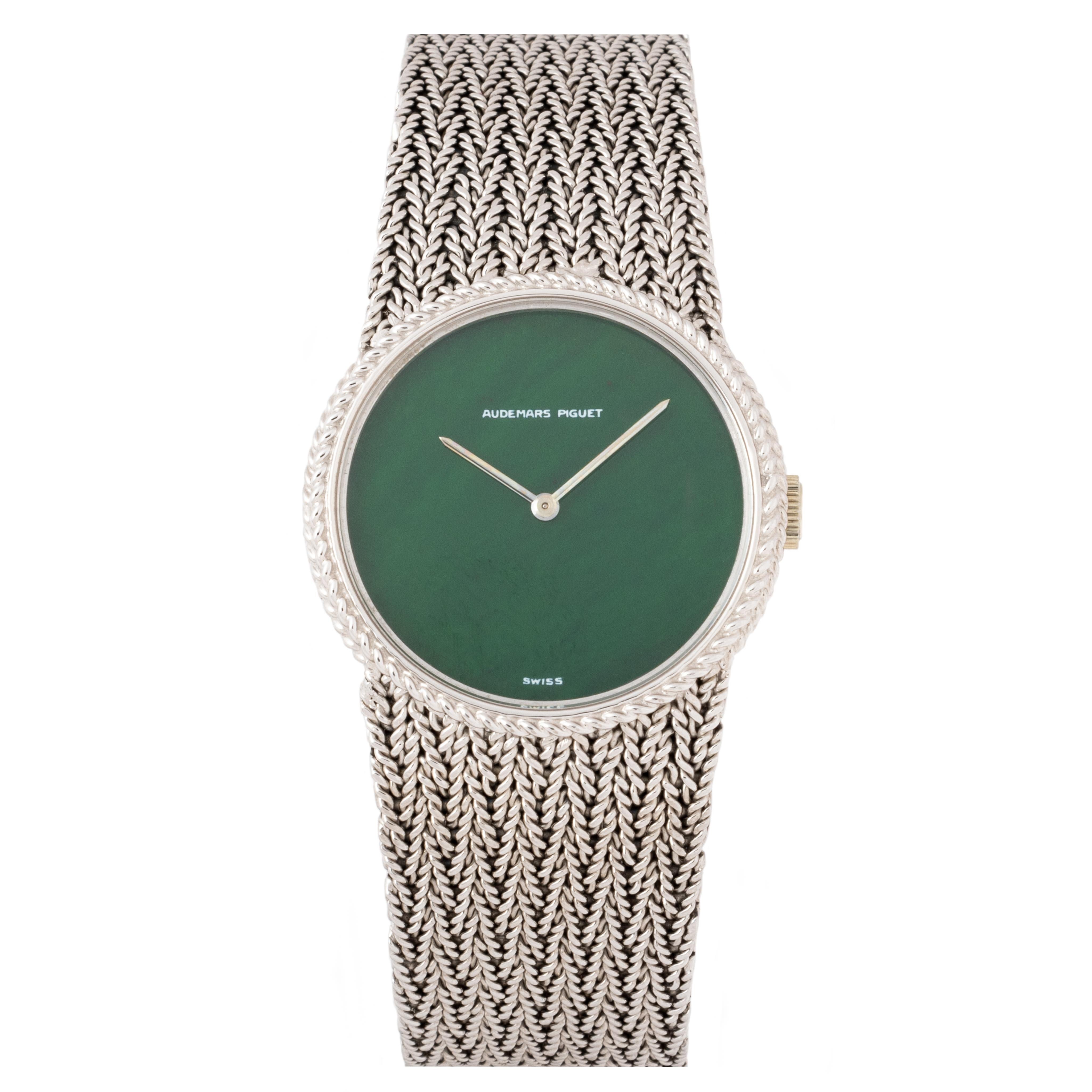 Modern Audemars Piguet 18K White Gold with Rare 26mm Bloodstone Dial Manual Wind