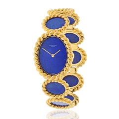 Audemars Piguet 18k Yellow Gold 1960s Blue Lapis Oval Link Wrist Watch