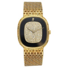 Audemars Piguet 18K Yellow Gold Onyx and Diamond Dial Watch