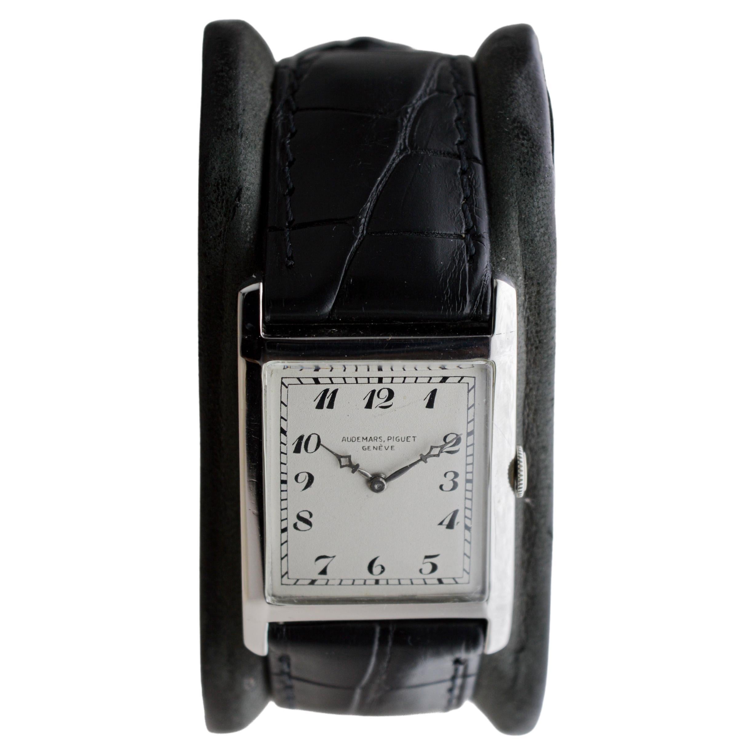 Women's or Men's Audemars Piguet 18Kt Art Deco Watch circa, 1920's Dial by Stern Freres pre Patek For Sale