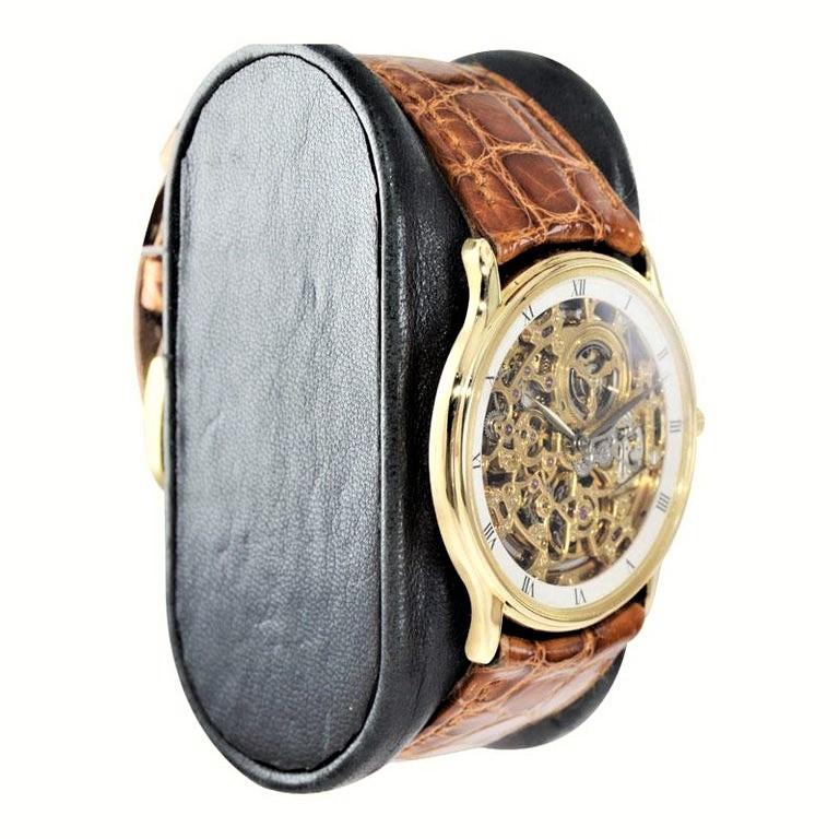 gold skeleton watch