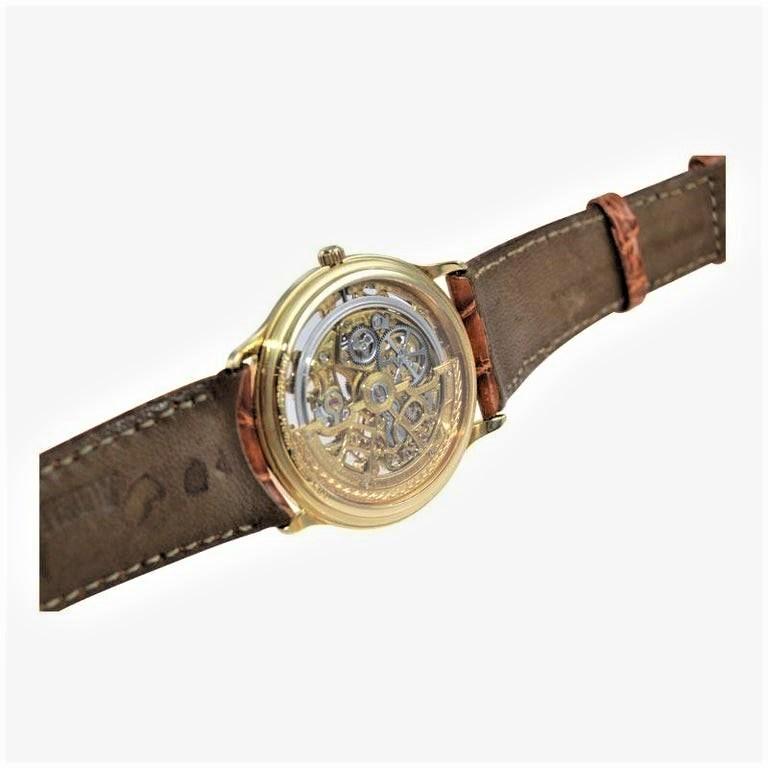 Women's or Men's Audemars Piguet 18 Karat Gold Automatic Skeleton Watch Original Strap and Buckle