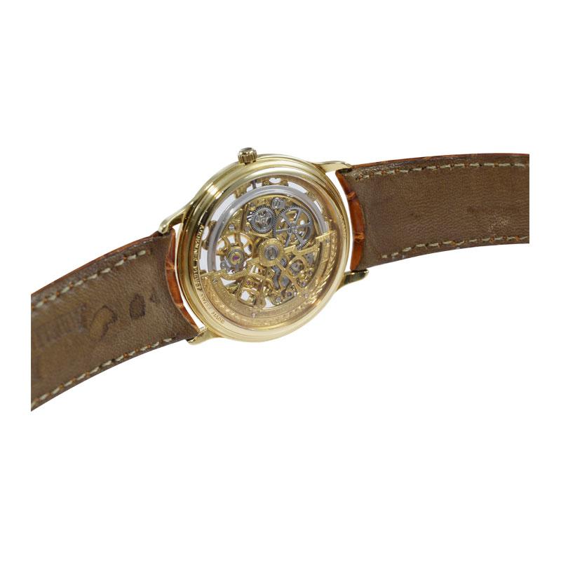Audemars Piguet 18 Karat Gold Automatic Skeleton Watch Original Strap and Buckle 1