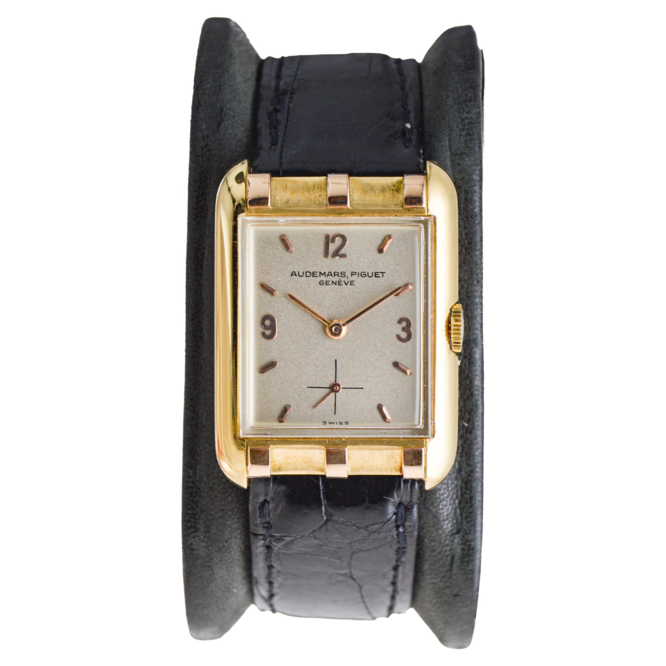 Audemars Piguet 18Kt. Yellow and Rose Gold Hand Made Art Deco Dress Watch 1940's For Sale