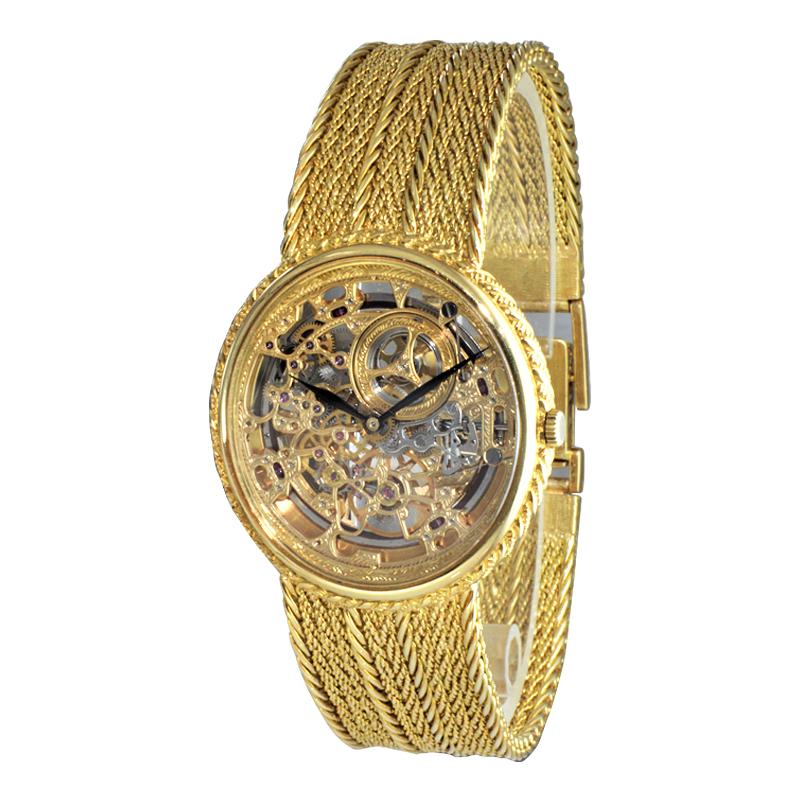 FACTORY / HOUSE: Audemars Piquet Watch Company
STYLE / REFERENCE: Skeleton
METAL / MATERIAL: 18Kt Solid Yellow Gold
CIRCA / YEAR: 1970's
DIMENSIONS / SIZE: 34mm 
MOVEMENT / CALIBER: Automatic Winding / 36 Jewels 
DIAL / HANDS: Exposed Movement /