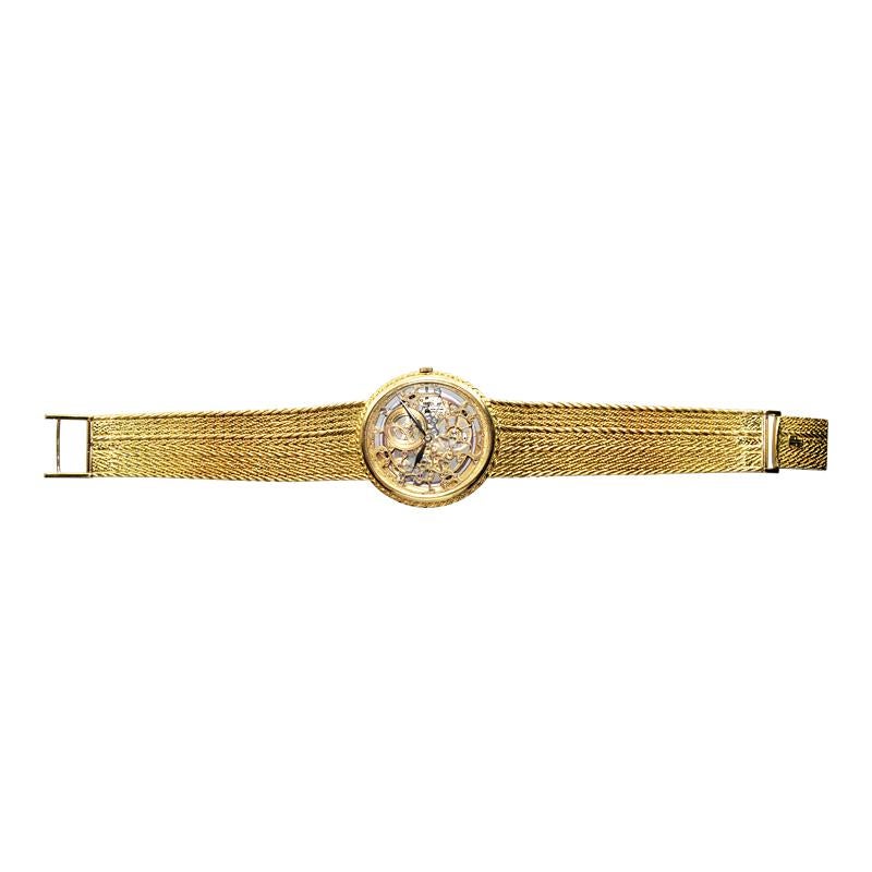 Audemars Piguet 18Kt Yellow Gold Automatic Skeleton Bracelet Watch, circa 1980s In Excellent Condition In Long Beach, CA