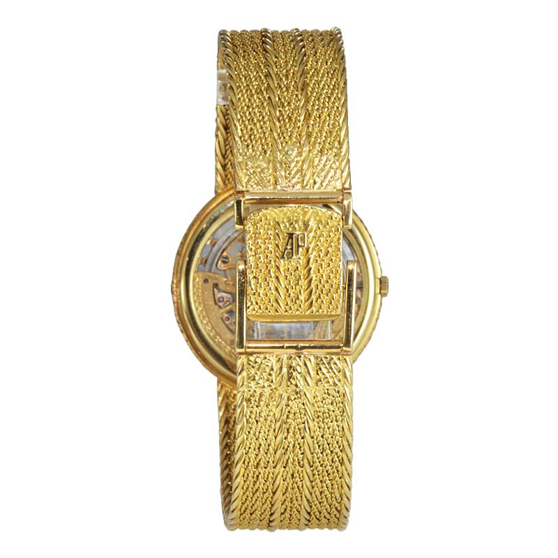 Women's or Men's Audemars Piguet 18Kt Yellow Gold Automatic Skeleton Bracelet Watch, circa 1980s