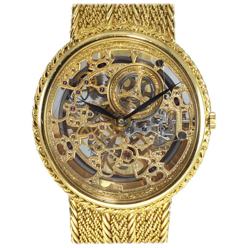 Audemars Piguet 18Kt Yellow Gold Automatic Skeleton Bracelet Watch, circa 1980s
