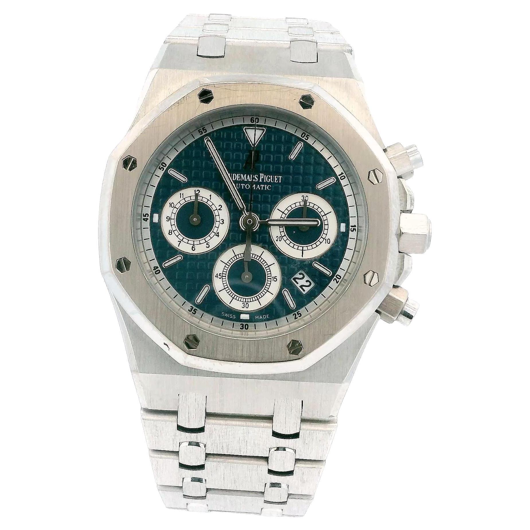 Audemars Piguet 26022BC 18K White Gold Chronograph Blue Dial