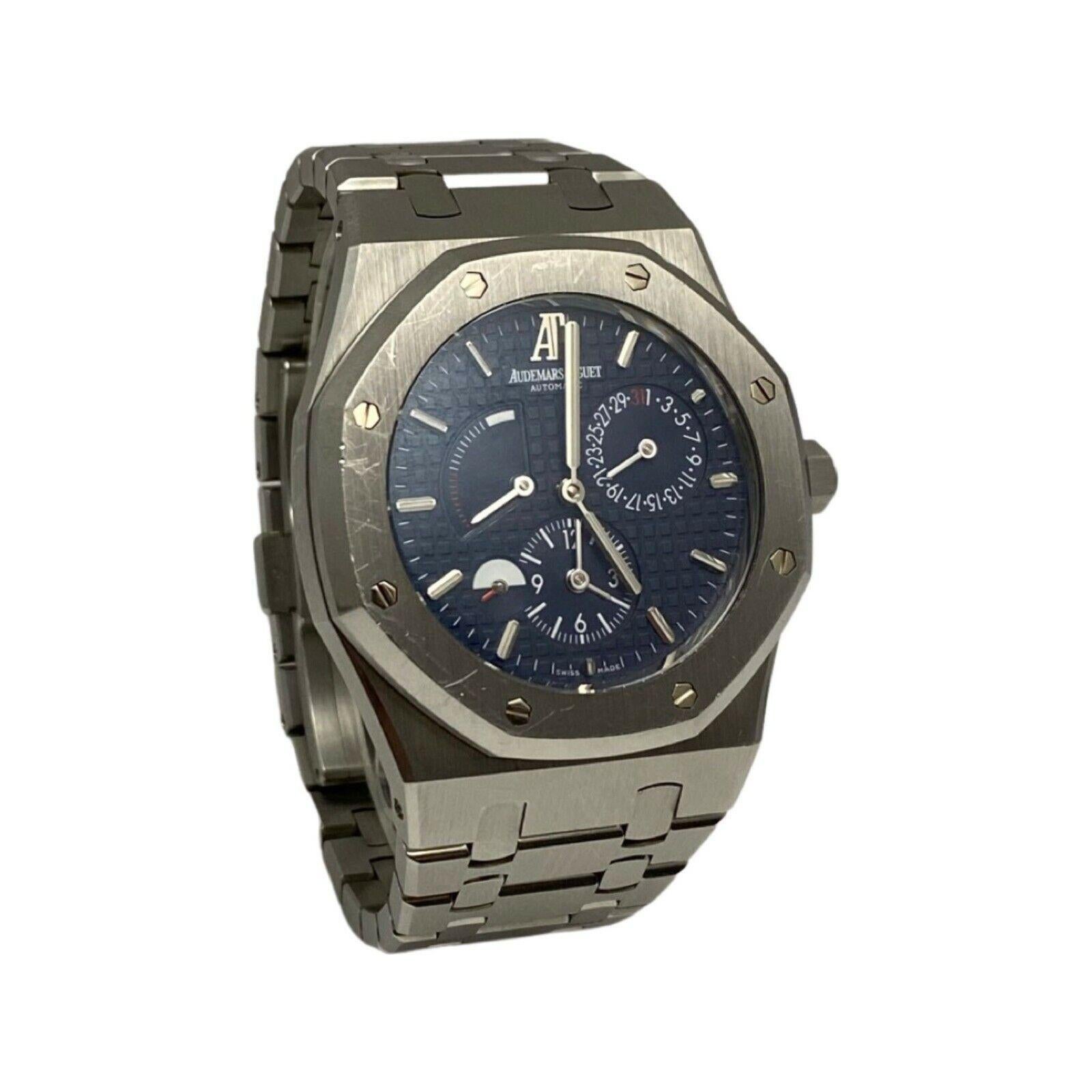 Brand: Audemars Piguet  
Collection: Royal Oak  
Reference No.: 26120ST  
Movement: Automatic  
Case Material: Stainless Steel  
Case Size: 39 mm  
Case Shape: Octogonal  
Dial: Blue  
Bezel: Stainless Steel  
Bracelet: Stainless Steel  
Crystal:
