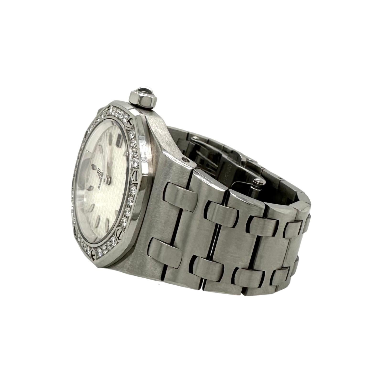 Round Cut Audemars Piguet 33mm Lady Royal Oak Diamond White Dial 67601ST