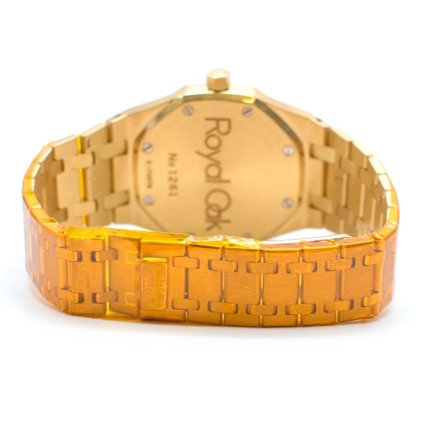Audemars Piguet 37mm Octagonal Royal Oak 18K Yellow Gold Watch In Excellent Condition In London, GB