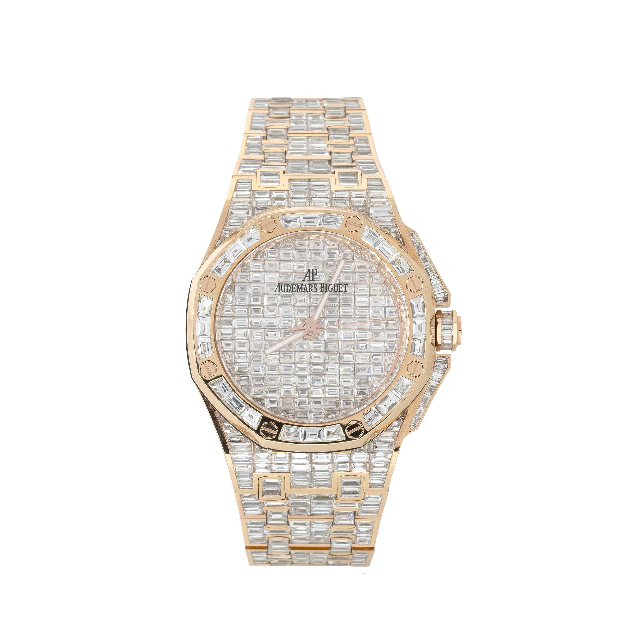 Audemars Piguet: 18 Karat Diamantuhr mit Diamanten, auf Lager (Baguetteschliff)